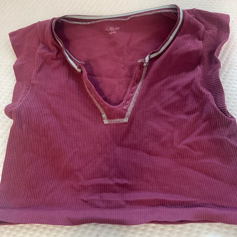 Urban Outfitters Maroon V neck crop